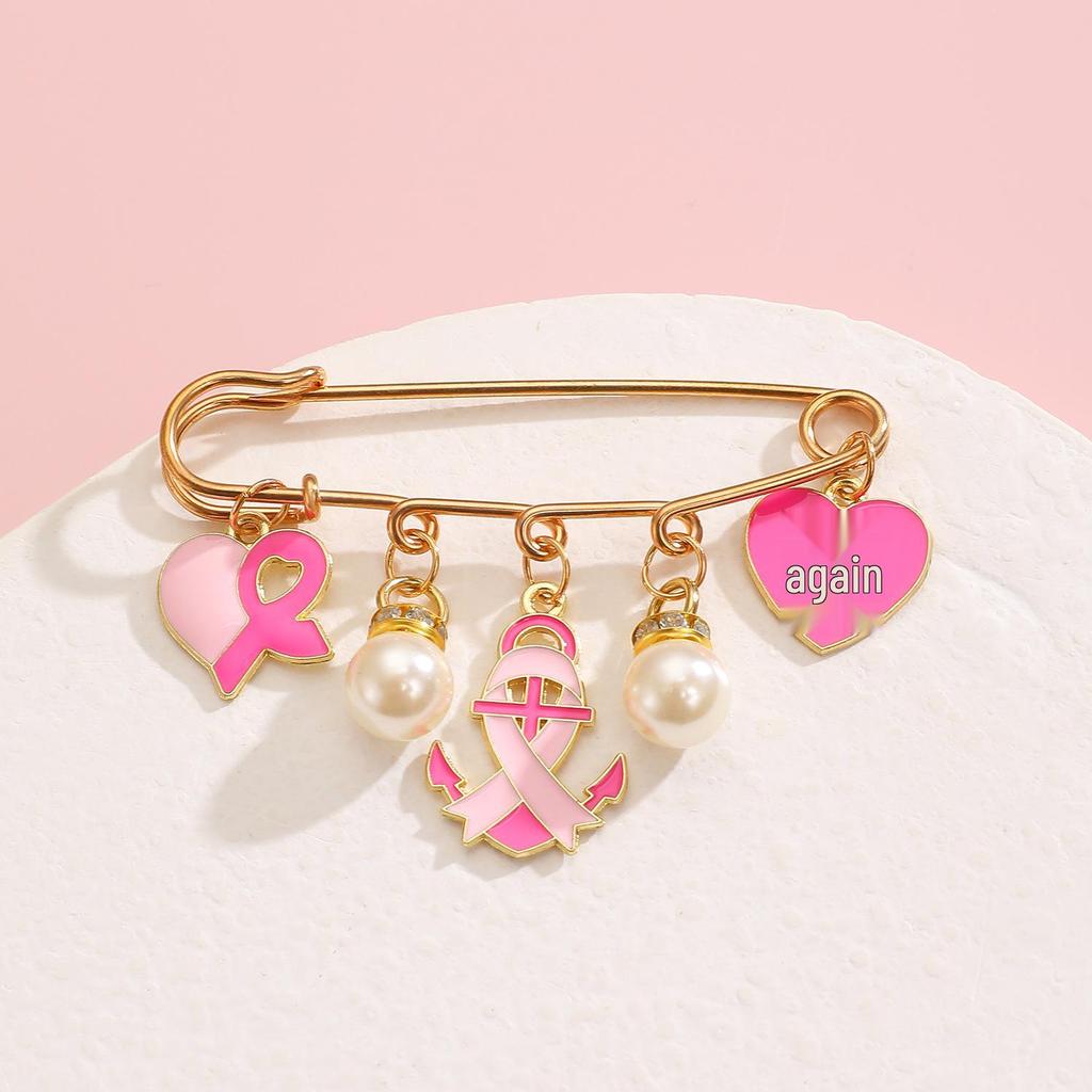 Red Ribbon Breast Cancer & AIDS Awareness Jewelry Set: Necklace, Nurse Bracelet, Badge