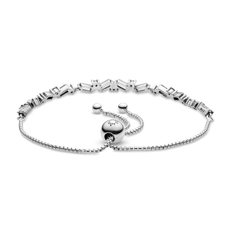 Pandora Sparkling Ice Crystal Tennis 925 Silver Bracelet Women's 597558CZ