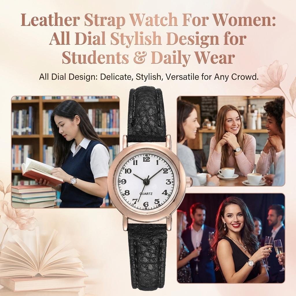 Leather Strap Watch For Women Small Dial Stylish Design Suitable For Students And Daily Wear