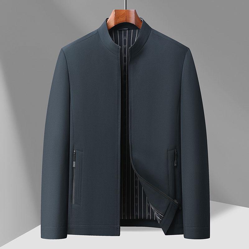Men's Stand Collar Jacket - Versatile Spring/Autumn Business Casual Dad's Shirt for Middle-Aged Men