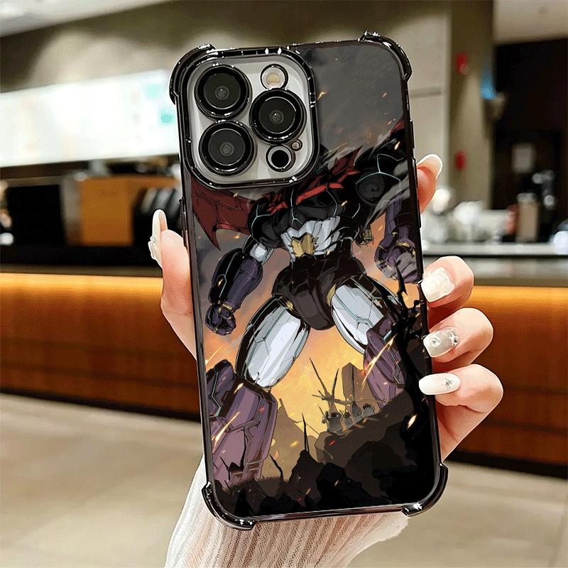 M-Mazinger Z Anime Plating Phone Case For Iphone 16 17 Pro Max Air 16E 14 15 Plus 12 13 Mini Anti-Fall Airabag Cover
