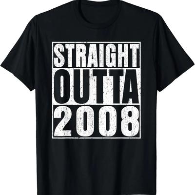 Straight Outta 2008 17 Years Old Gifts Vintage 17th Birthday T-Shirt