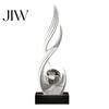Minimalist Decorative Statue for Entryway Abstract Sculpture with Clear Crystal Ball, Modern Flowing Curve Tabletop Decor Luxury Home Office