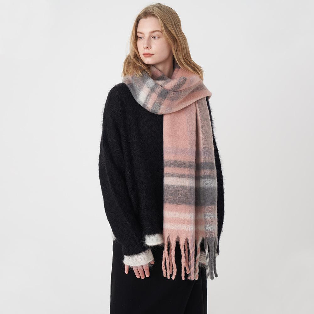 Winter New Women's Soft Imitation Cashmere Plaid Scarf Retro Scarf Women