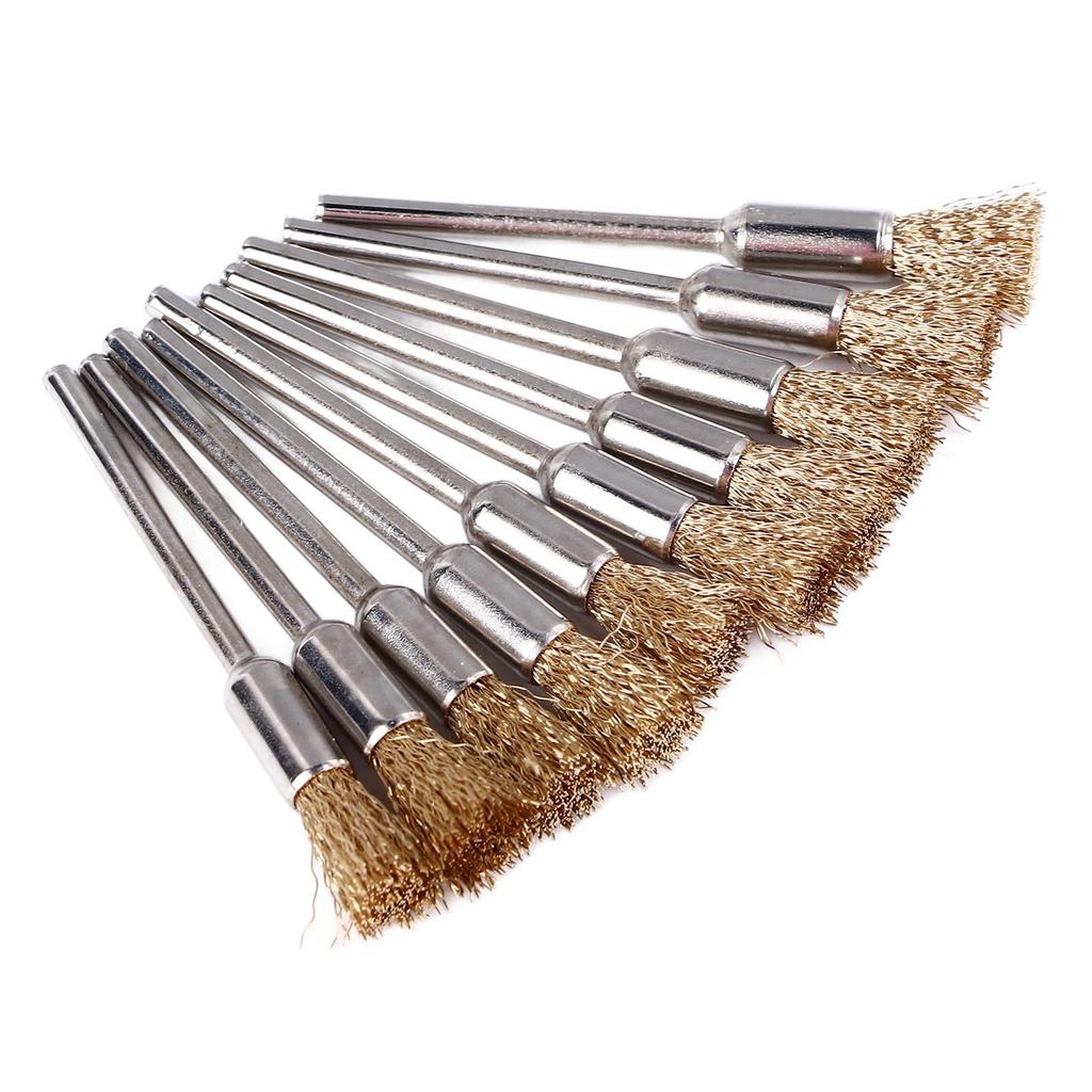 30pcs Extended Wire Brush Pen Shape Steel Copper Wire Cleaning End Brush Rust Paint Removal Bits Polishing Rotary Tools