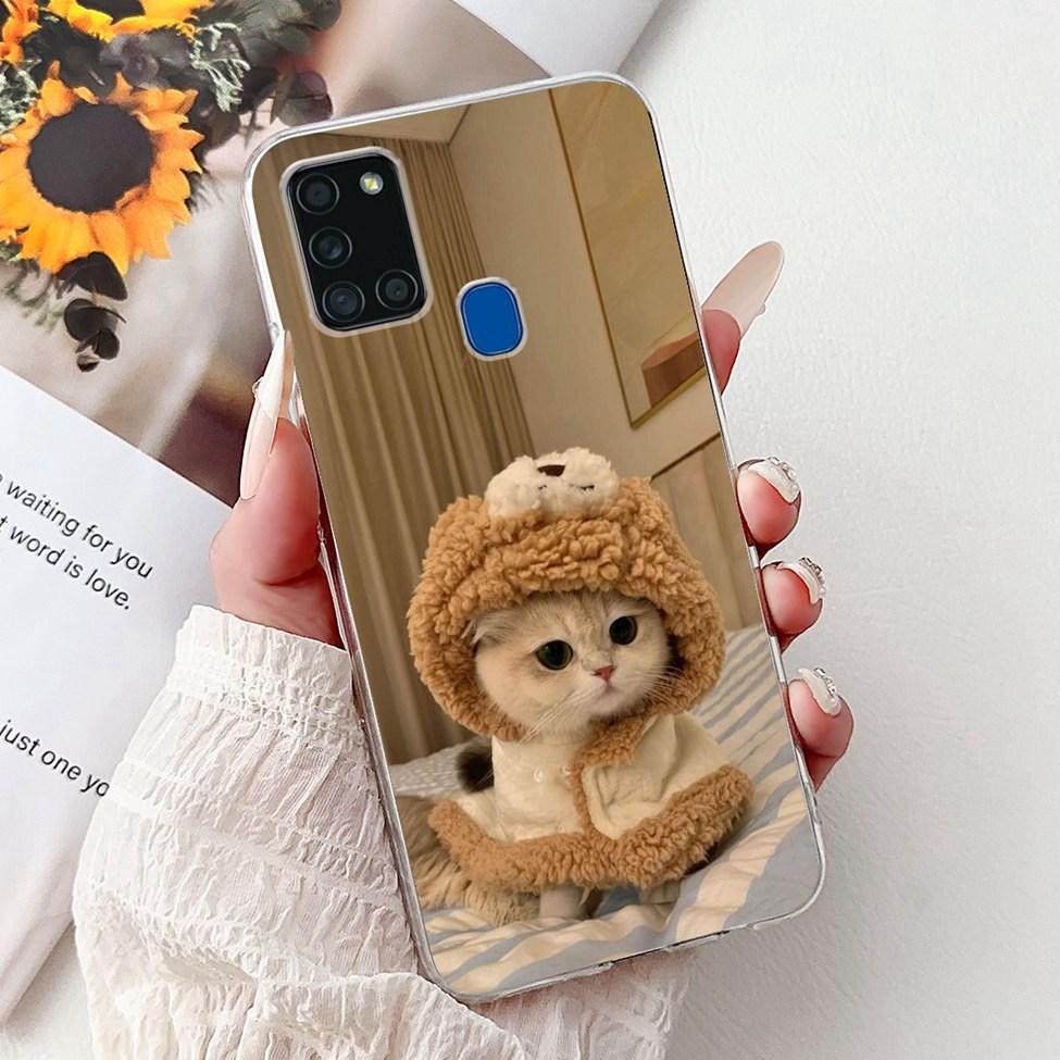 For Samsung A21s Case Cover Clear Fashion Luxury Cute Painted Back Cover For Samsung Galaxy A21s Phone Case A217F A217M A217N