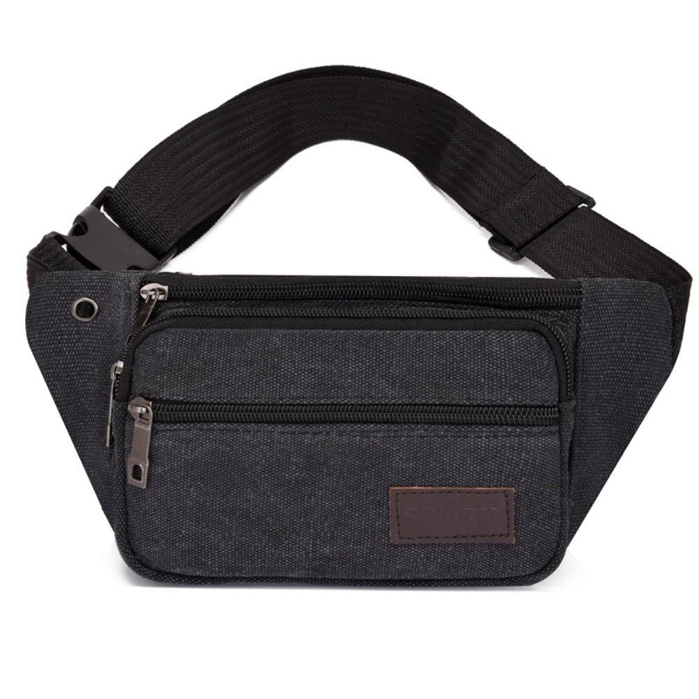Outdoor Travel Canvas Men's Crossbody Bags Storage Bag Multi-Pockets Waist Bag Large Capacity Chest Shoulder Bag