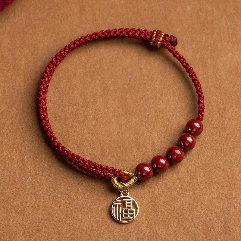 

Винтажные браслеты из красной веревки в китайском стиле для женщин, ручная работа, плетение, парные украшения, подарки для девочек