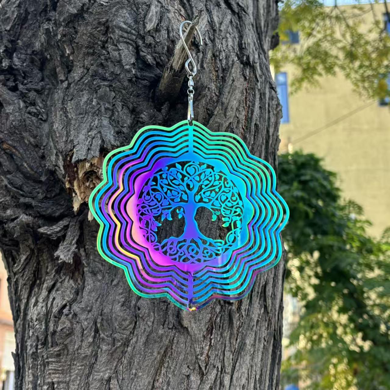 Stainless Steel 3D Rotating Wind Chime - Outdoor Courtyard & Garden Decoration