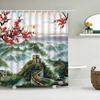 Shower Curtain Ink Painting Plant Flower Landscape 3D Printing Bathroom Curtain Polyester Waterproof Home Decor Curtain 180X180