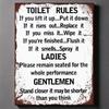 Toilet Rules Retro Metal Plaque - Wall Sign Print Picture for Bathroom Decor