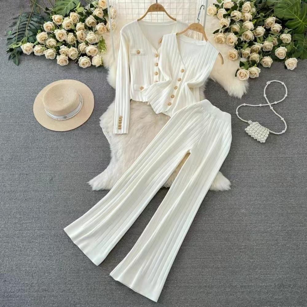 Autumn Three-piece Set Fashionable Long Sleeve Suit Knit Sweater Loose-Fit Stand Collar