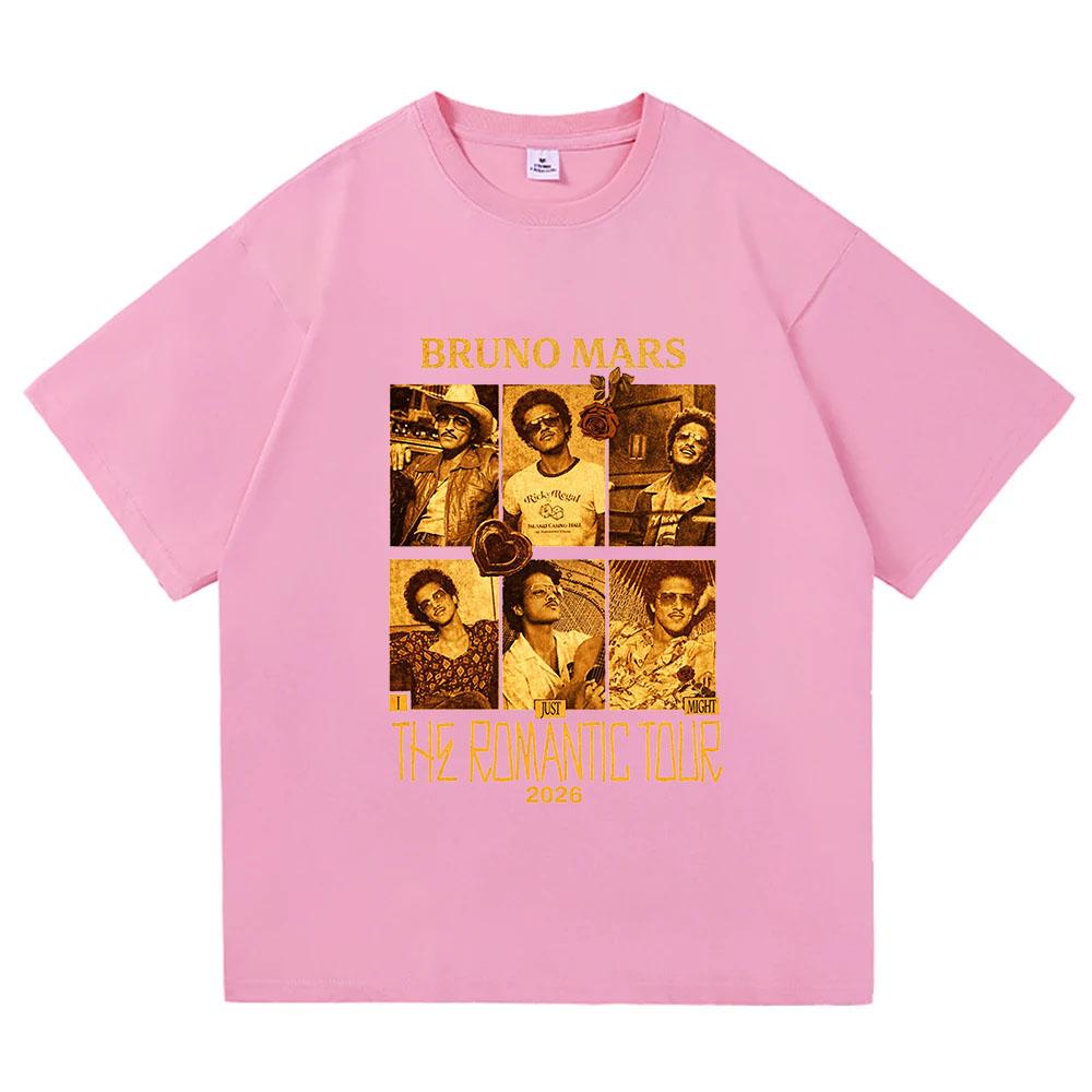 Bruno Mars Romantic Tour 2026 T-Shirt Pop Soul Concert Tee Retro Music Fan Merch Tour Outfit Gift TOPS Comfortable Ropa De Mujer