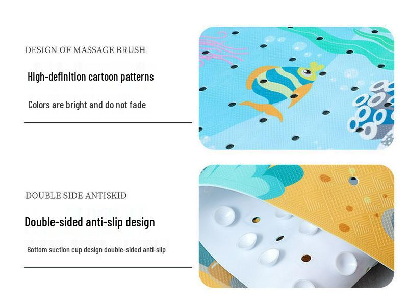 PVC Cartoon Non-Slip Bathtub Mat for Kids - Creative Bathroom Floor Mat