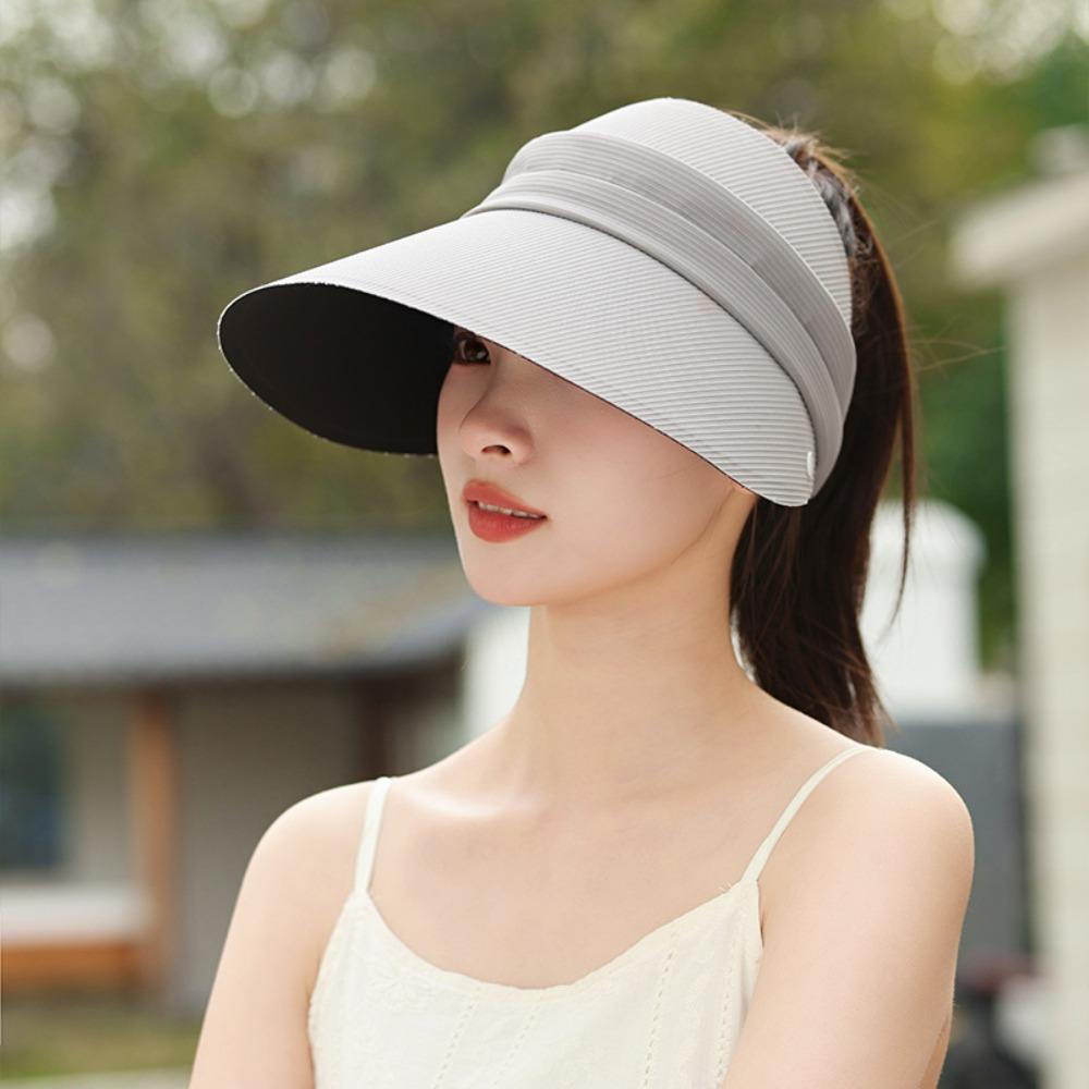 

UV Protection Sun Visor Hats Empty Top Baseball Cap Outdoor Peaked Cap Summer світло-сірого кольору