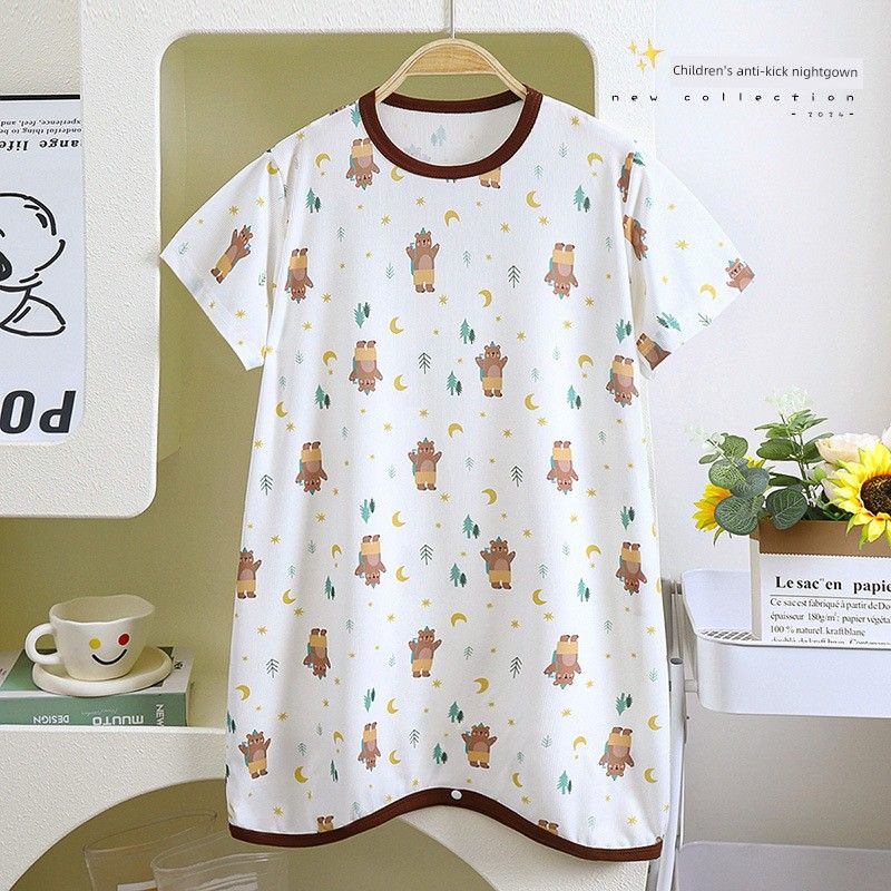 Baby Summer Thin Sleeping Bag, Children's Anti-Kick Sleeping Robe, Air-Conditioning Clothing, Baby Ice Silk One-Piece Crawling Suit, Pajamas