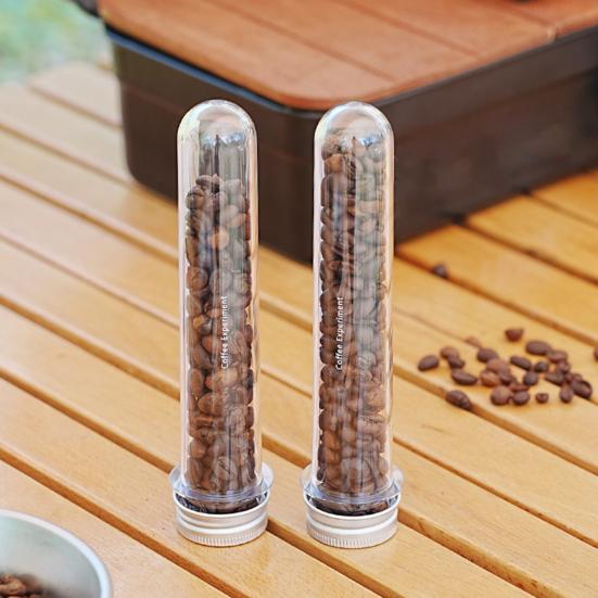 60ML Enkele Dosis Koffiebonen Bewaartube Transparant PET Espresso Koffiebonen Container Fles Doseerviaal Vaatje Beker Capsule Pot met Deksel