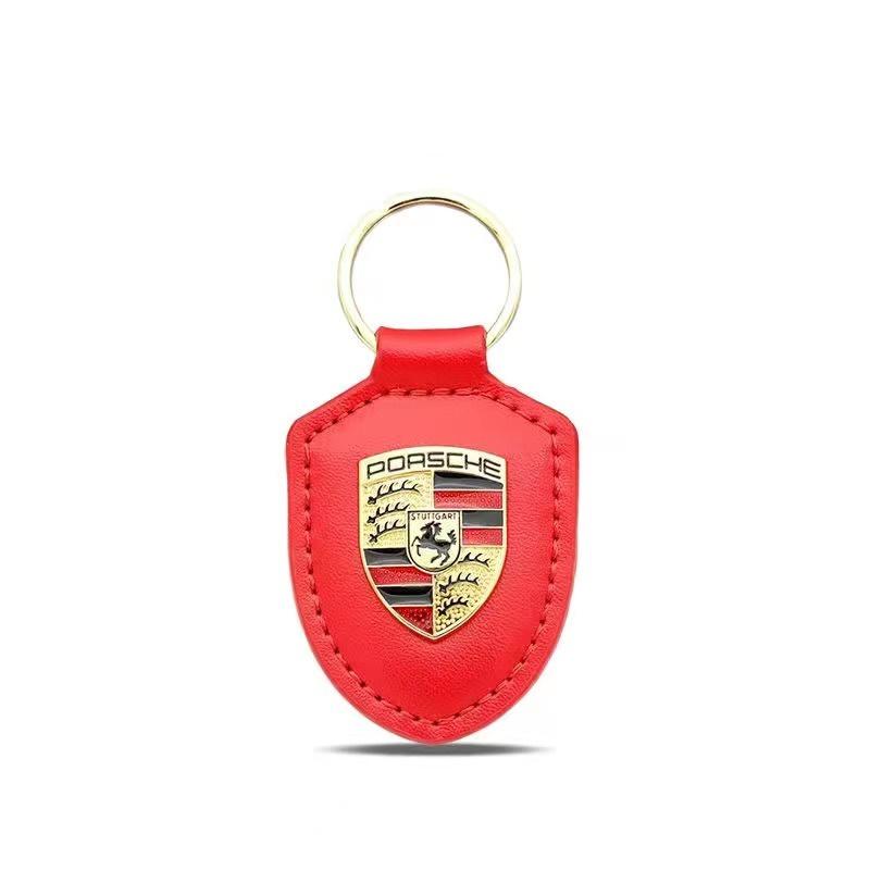 Leder Schild Auto Logo Schlüsselanhänger Schlüsselring Anhänger Geschenk Für Porsche Cayenne Panamera Macan 911 Taycan Boxster Cayman 918 Pajun