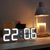 3D-Uhr, USB, digital, elektronischer Alarm, LED, mit Temperatur, für die Haushaltsdekoration, weißer Rahmen