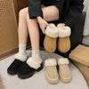 Warm and heightened thick-soled fluffy slippers for women's outer wear 2025 new autumn and winter velvet non-slip cotton slippers thick-soled slippers