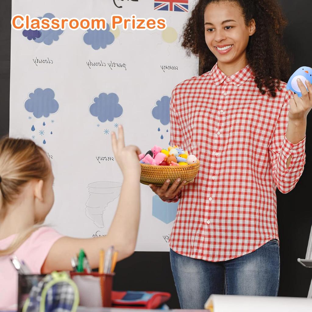 100Pcs Mochi Squishy Toy Individually Wrapped Squishy Toys for Kids Party Favors, Kawaii Squishies Animals Stress Relief Toy for Boys Girls Birthday