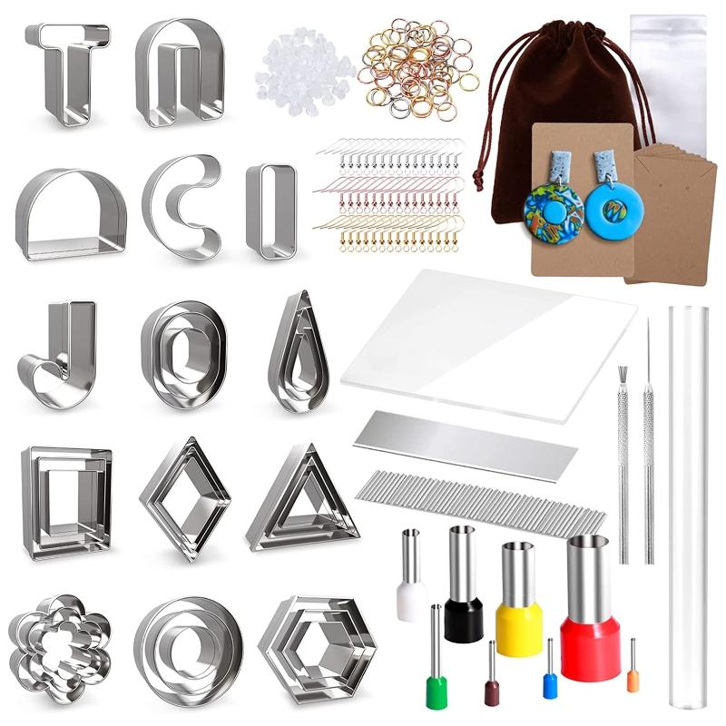 

Polymer Clay Cutters Set 14 Shapes Stainless Steel Clay Cutters with Circle Shape Cutters and Earrings Accessories 1