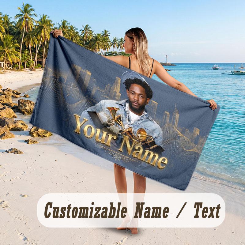 Custom Name Large Beach Towel,Kendrick Lamar Quick Absorbent Towel For Outdoor Travel Poolside