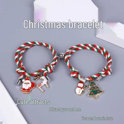 Christmas Cartoon Bracelet: Creative Adjustable Hand Rope for Couples & Friends - Colorful Gift
