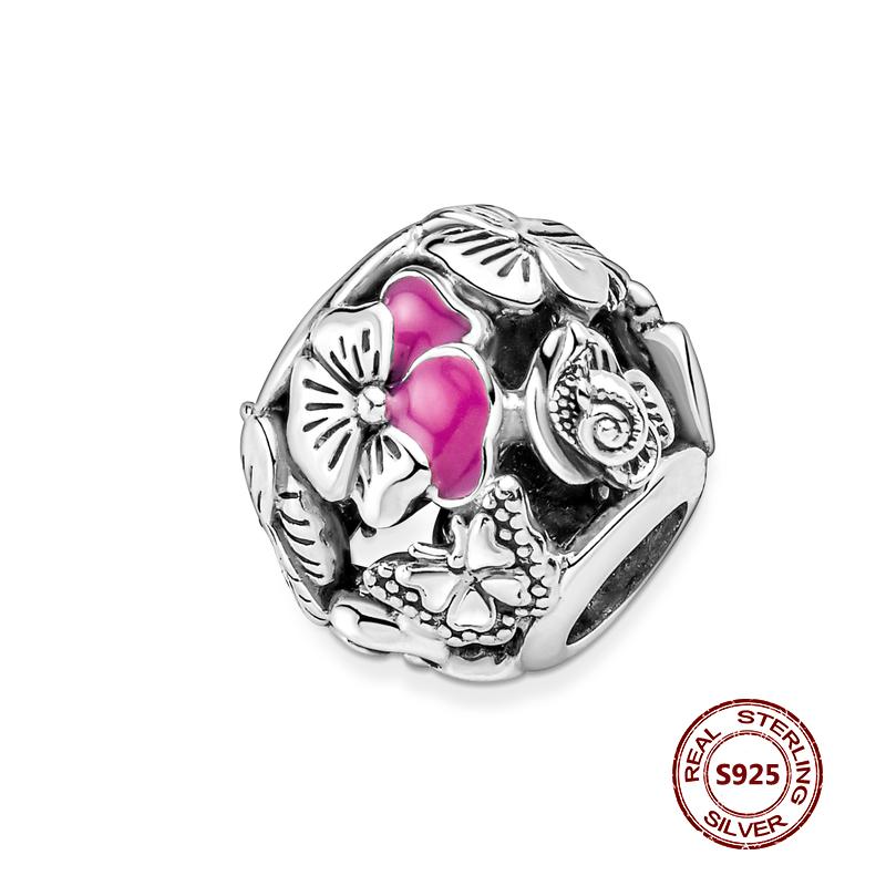 

Квіти талісмани Fit Браслети Соняшник 925 Срібло Тюльпан Сакура Ромашка Троянда Квіти Намистини Виготовлення прикрас своїми руками PJT858