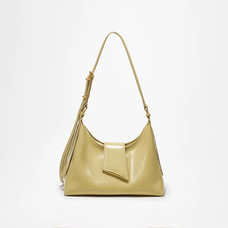 Retro Glossy Delicate Crossbody Bag Women High Grade Buckle Zipper One Shoulder Bags Ladies Versatile Commute Underarm Handbag