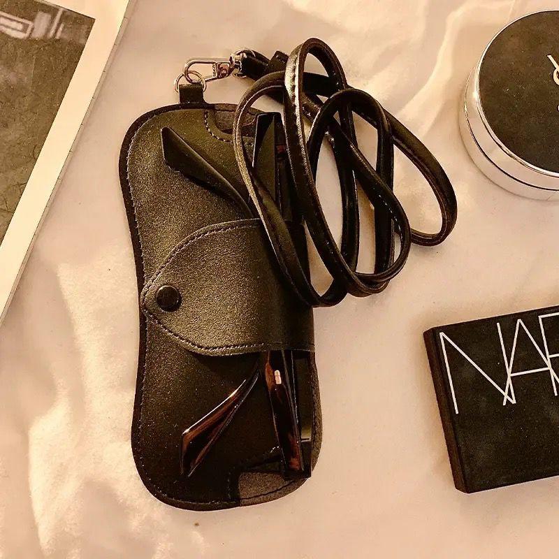 Fashionable Unisex Eyeglasses Case with Snap Button and Hanging Strap for Travel