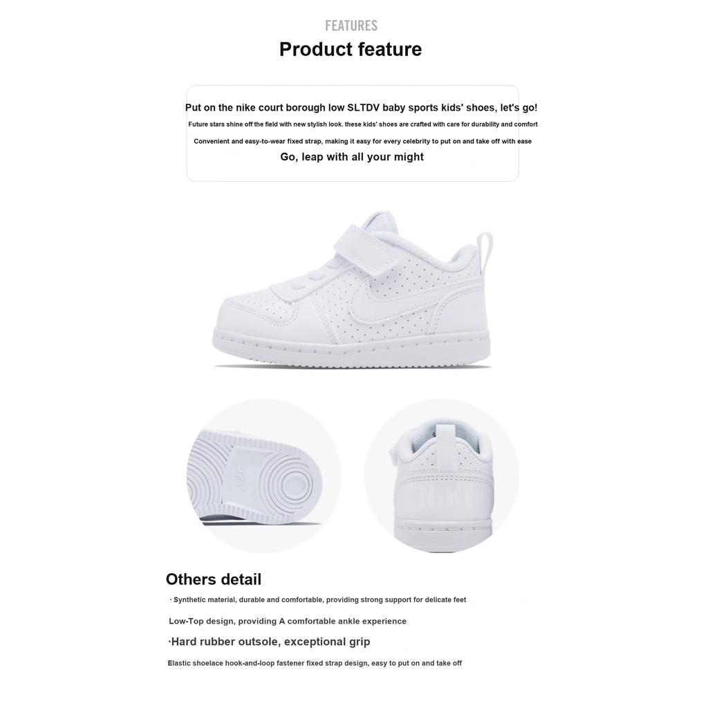 Nike Court Borough Comfortable Versatile Durable Mid-Top Walking Shoes Baby Shoes White AV3172-100