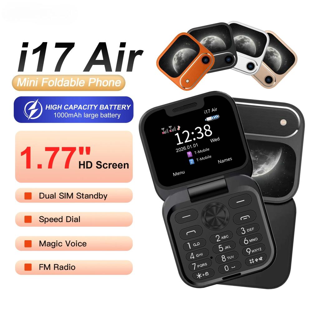 Mini Flip Mobile Phone Dual SIM 1.77  Screen Bluetooth Dial Magic Sound FM Radio Torch 2G GSM Small Fold Cellphone bianco