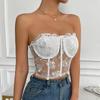 2023 European & American INS Style Lace Mesh Rose Tube Top Vest