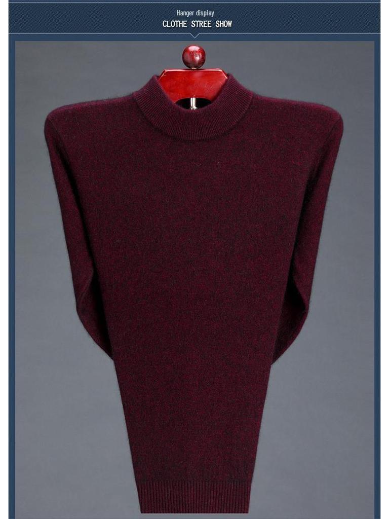 Men's Thick Cashmere Wool Sweater - Loose Fit, Round/Half-High Neck Pullover