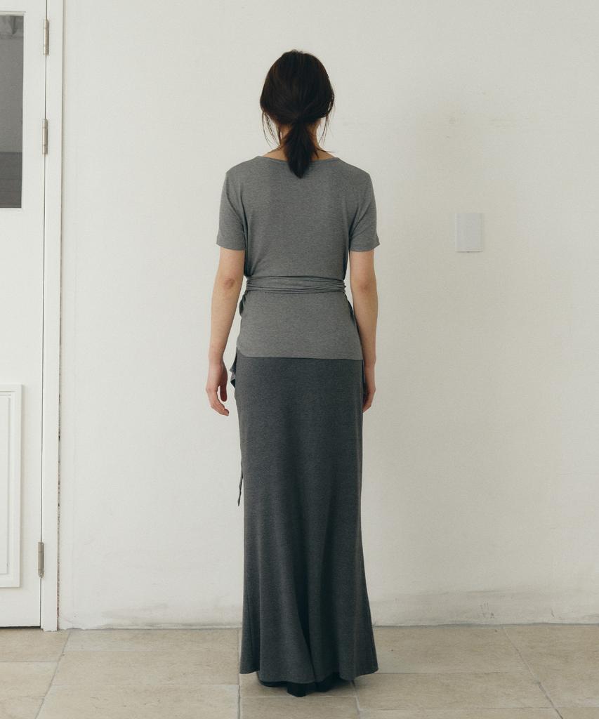 Loutaideu Drape Wrap T-Shirt [Grey]
