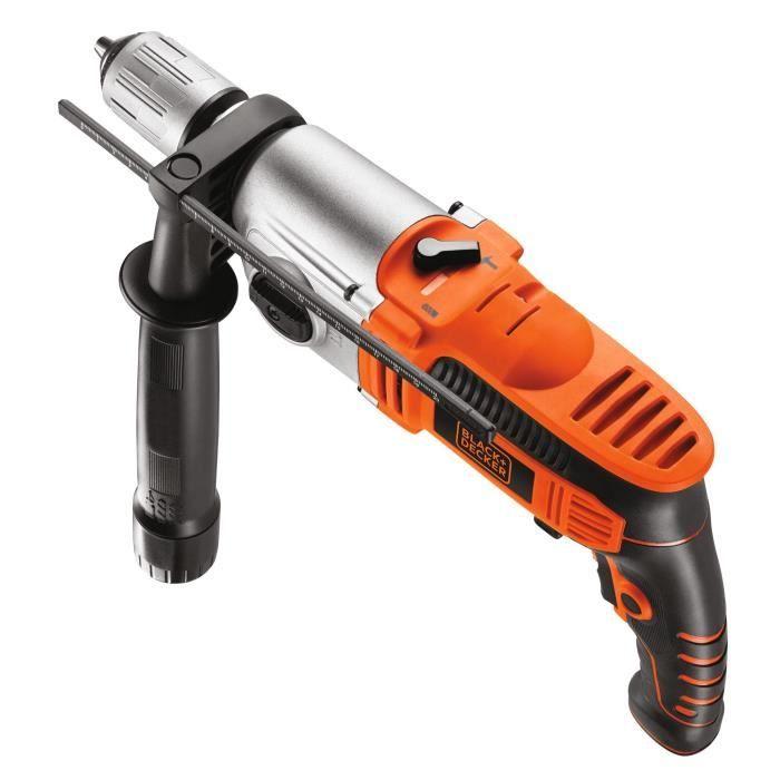 Perceuse à percussion filaire BLACK+DECKER KR1102K - 1100 W - 2 vitesses - Mandrin 13 mm - Béton 20 mm