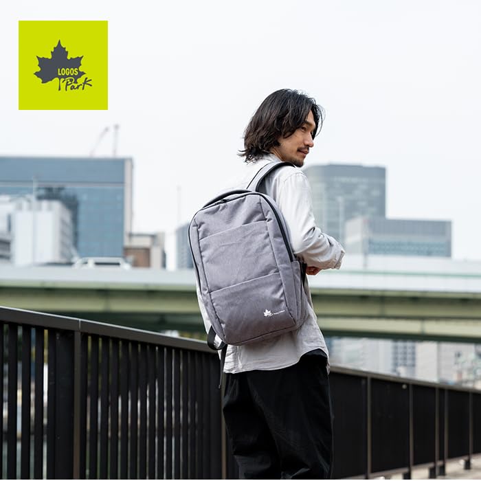 Logo Spark Men's Business Backpack, Slim, Lightweight, with PC Storage, Simple Design, Gray, Medium