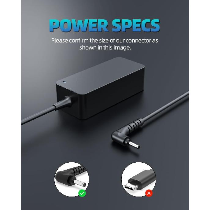 Round Tip Travel Charger Fit for LG Gram Laptop (UL Certified Safety) 65W/48W/45W/40W