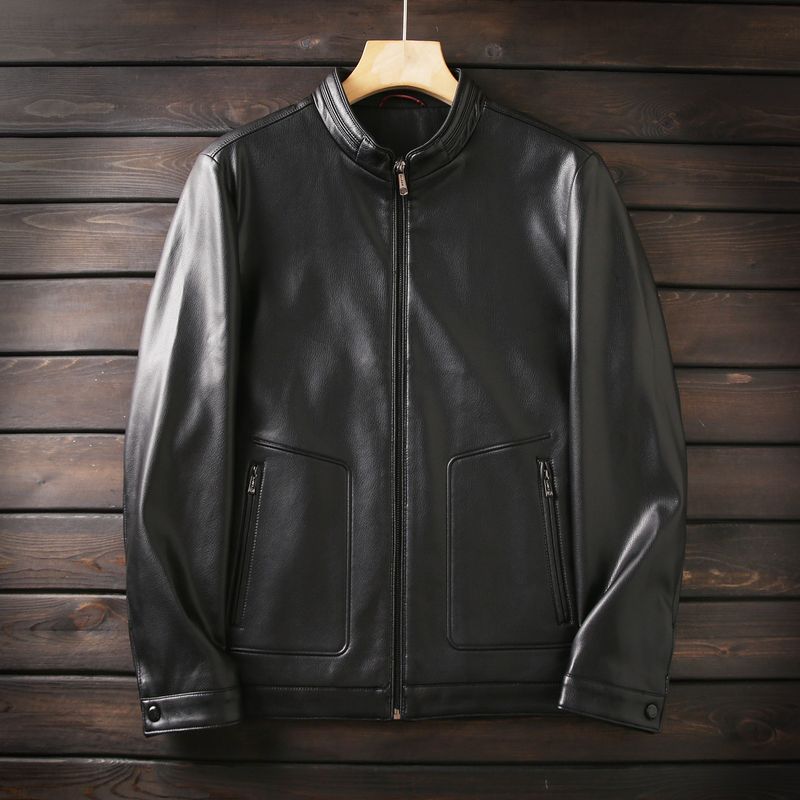 Surprising Than Expected. Highly Recommended. Italian-Style High-End Men's Autumn Casual Stand-Up Collar Pu Leather Jacket Motorcycle Leather Jacket