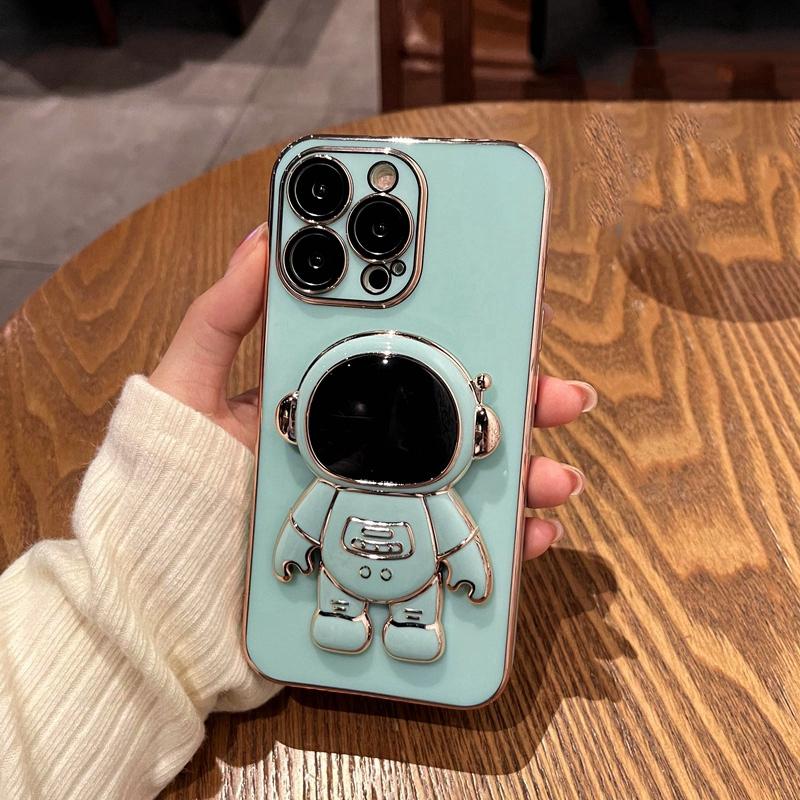 

Роскошный складной чехол-подставка с гальваническим покрытием для iPhone 15 14 13 Pro Max XS Max XR 7 8 Plus SE 2022, мягкая задняя крышка из ТПУ с полным объективом и подставкой iPhone 15 мятный зеленый