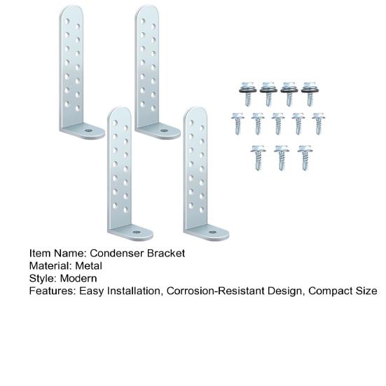 4Pcs Condenser Brackets Easy Installation Corrosion Resistant Heavy-Duty Galvanized L-Shaped
