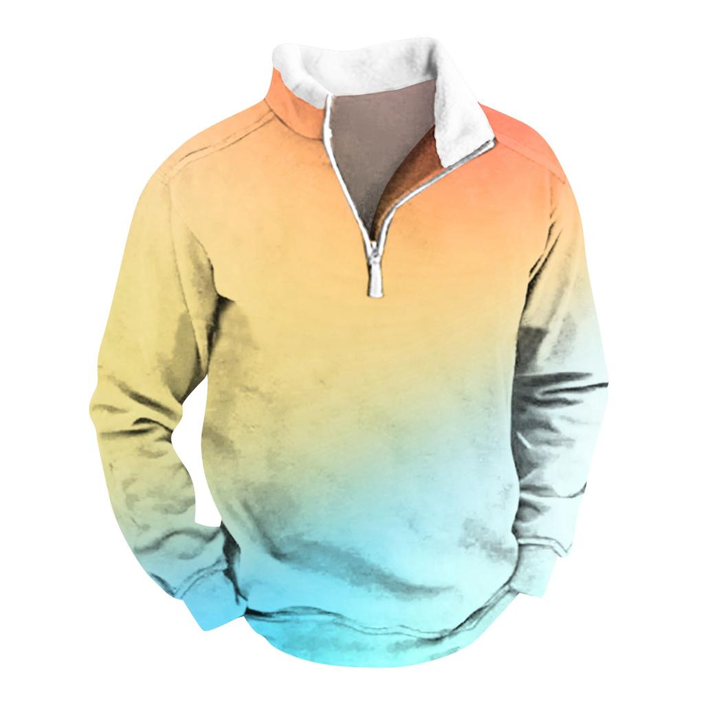 Jarní a podzimní pánská mikina se stojatým límcem je venkovní ležérní svetry topy