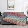 Coperte Plaid in Flanella Stile Boho Chic Moderno con Fantasia a Zigzag Traspiranti Morbide Autunnali Geometriche Multicolore per Divano Letti Bambini Adulti