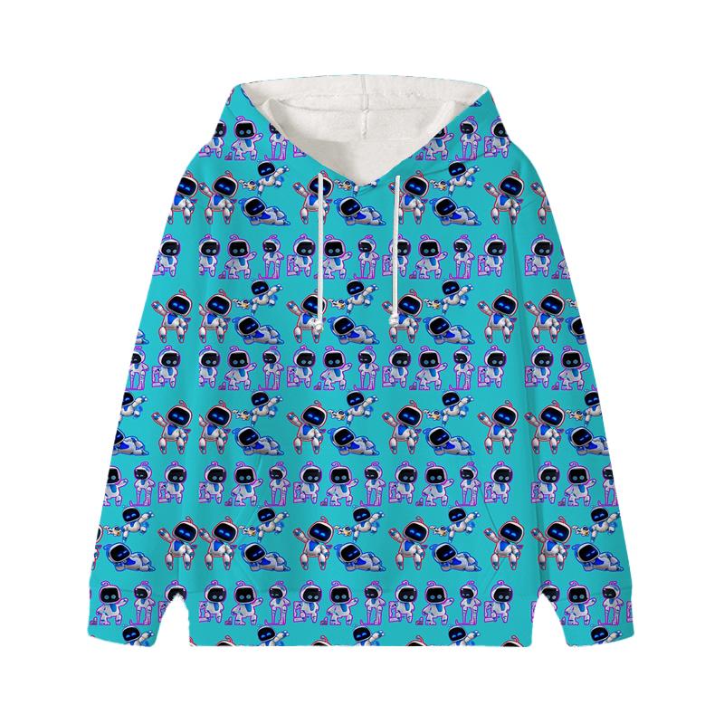 Astro Bot Hoodies Baby Unisex Cartoon Print Long Sleeve Tops Astronaut Toddler Boys Girls Casual Sweatshirts Outfits