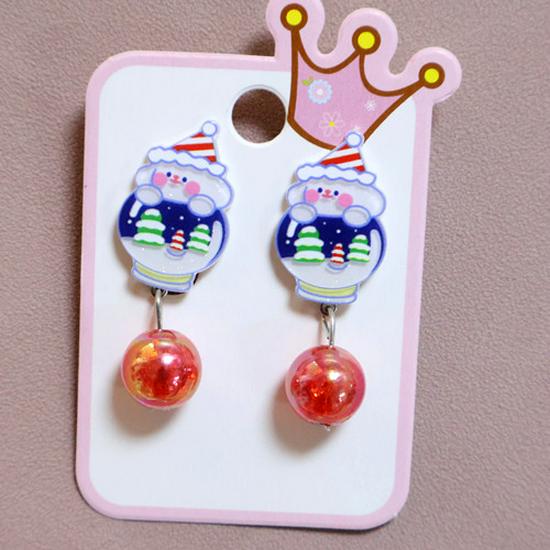 Cartoon Resin Glossy Children's Christmas Flower Ear Clips and Student Earrings