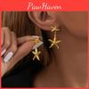 Trendy Plated Gold Starfish Earrings Stylish Gold Alloy Star Shape Earrings For Women For Autumn