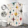 1Pc Color Star Print Perforated Waterproof Shower Curtain Shower Privacy Multi Size Hanging Curtain 12 Hooks Easy Installation