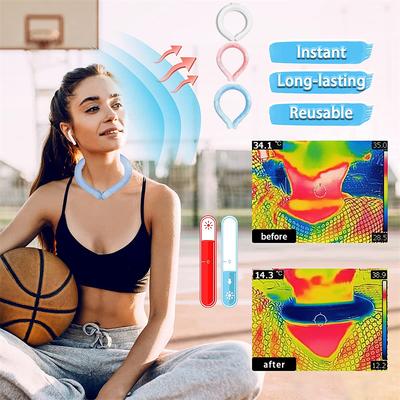 Ice Cooling Neck Ring Summer Outdoor Sports Comfort Refreshing Soft Heat-Resistant TPU Natural Freezing PCM Material Neck Ring