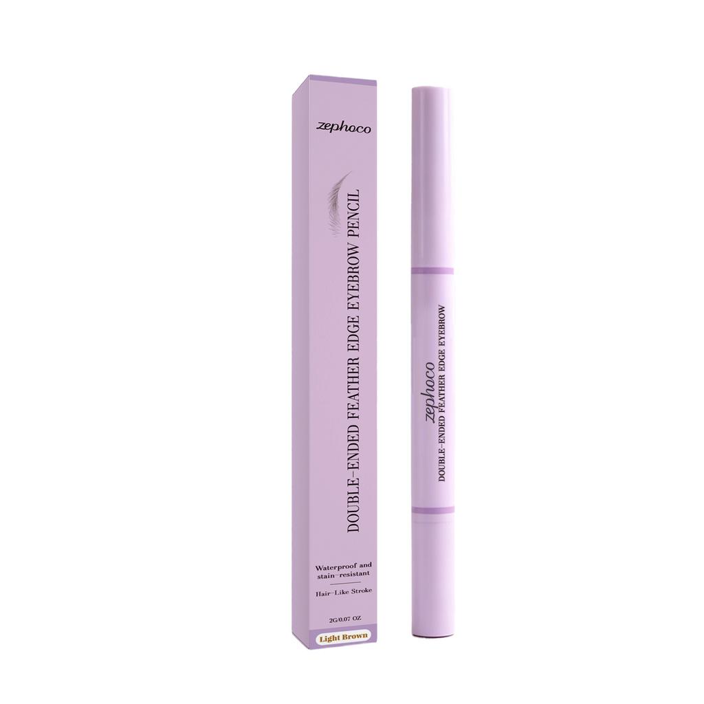 Zephoco Double Ended Eyebrow Pencil, Waterproof Smudge Resistant Brow Pen with Spoolie Brush, Create Natural Hair-Like Brow Strokes, Daily Makeup